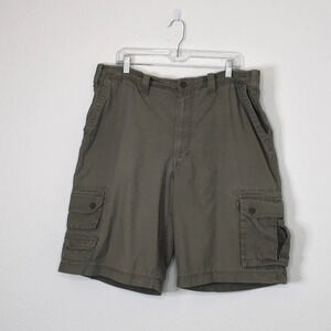 Eddie Bauer Mens Olive Green Cargo Shorts Waist 39 X 11.5 100% Cotton Outdoor